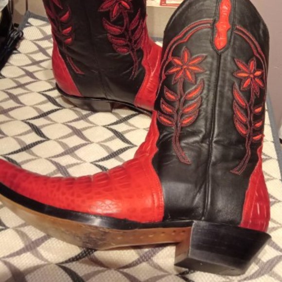 Leather Cowboy Boots - Men's 8/Women's 10 - Picture 8 of 16